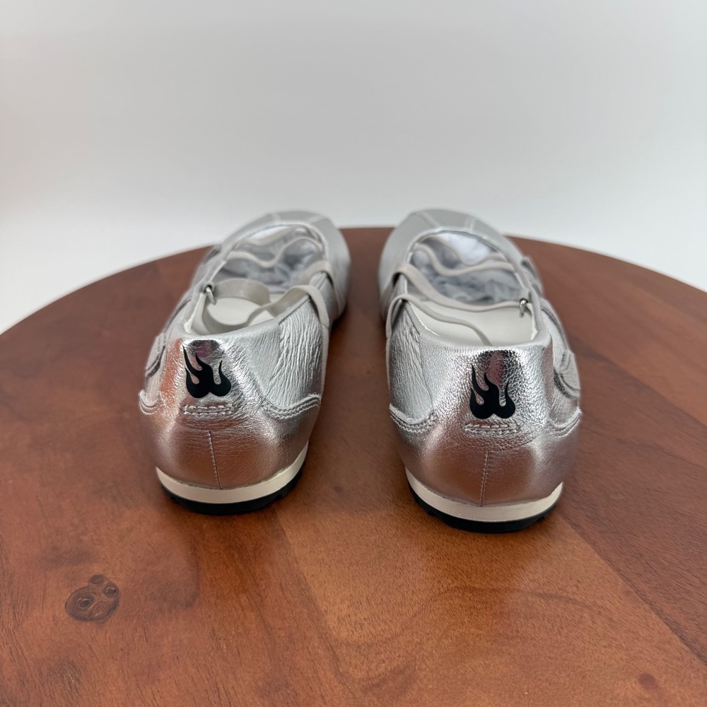 Bibi Lou Gamin Fierce Mary Jane Ballet Flat Silver Metallic Women EU 38/US 7-7.5 - Picture 9 of 13